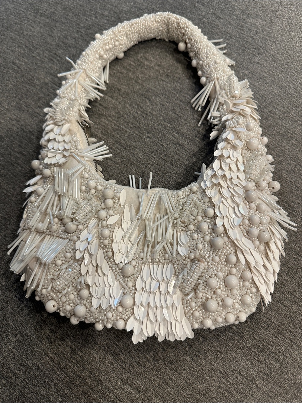 Zara white beaded bag